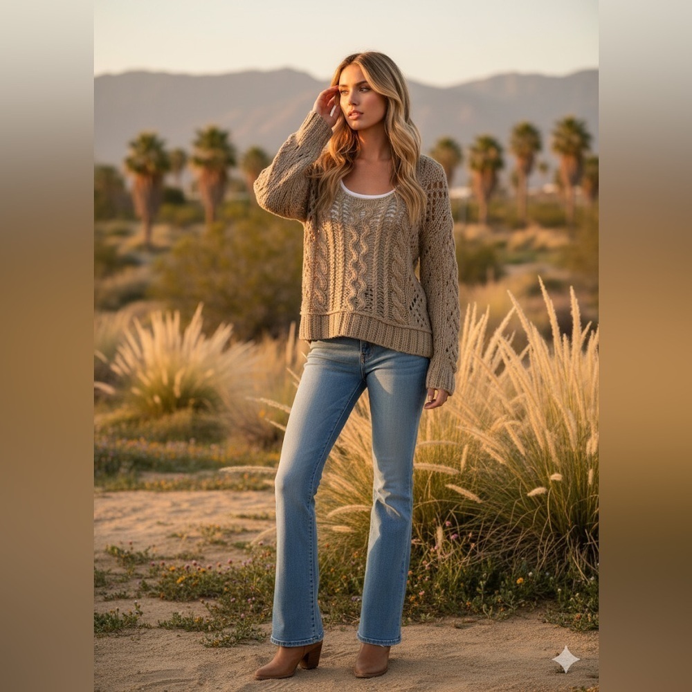 Free People sweater chunky cable knit